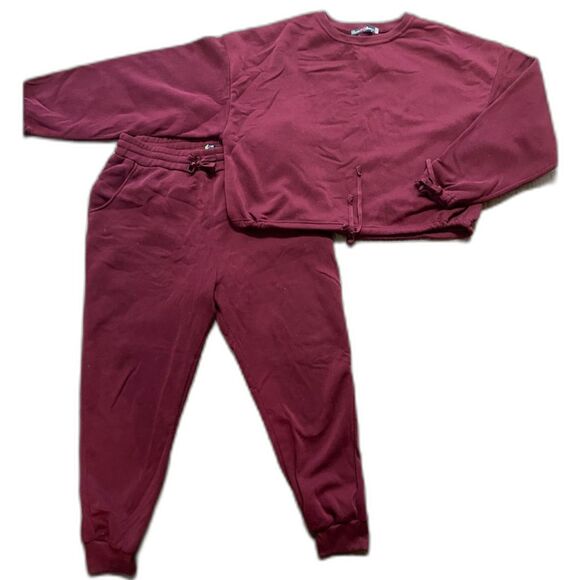 Roma Concept Women's Plus SIZE 2X Burgandy Red Sweat Suit Casual Lounge Set - Picture 1 of 13